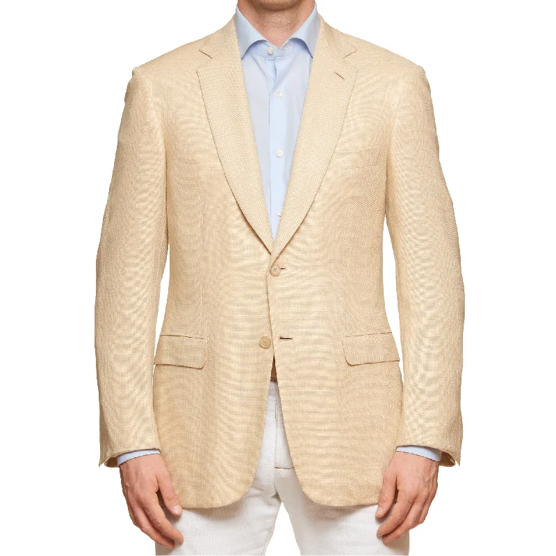 BRIONI "SECOLO" Handmade Beige Wool-Silk Hopsack Jacket EU 50 NEW US 40