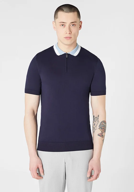 Remus Uomo Slim Fit Knit Polo Shirt, Navy