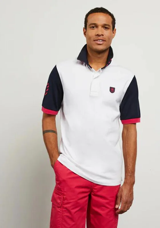 Eden Park Colour Block Rugby Polo Shirt, White Multi