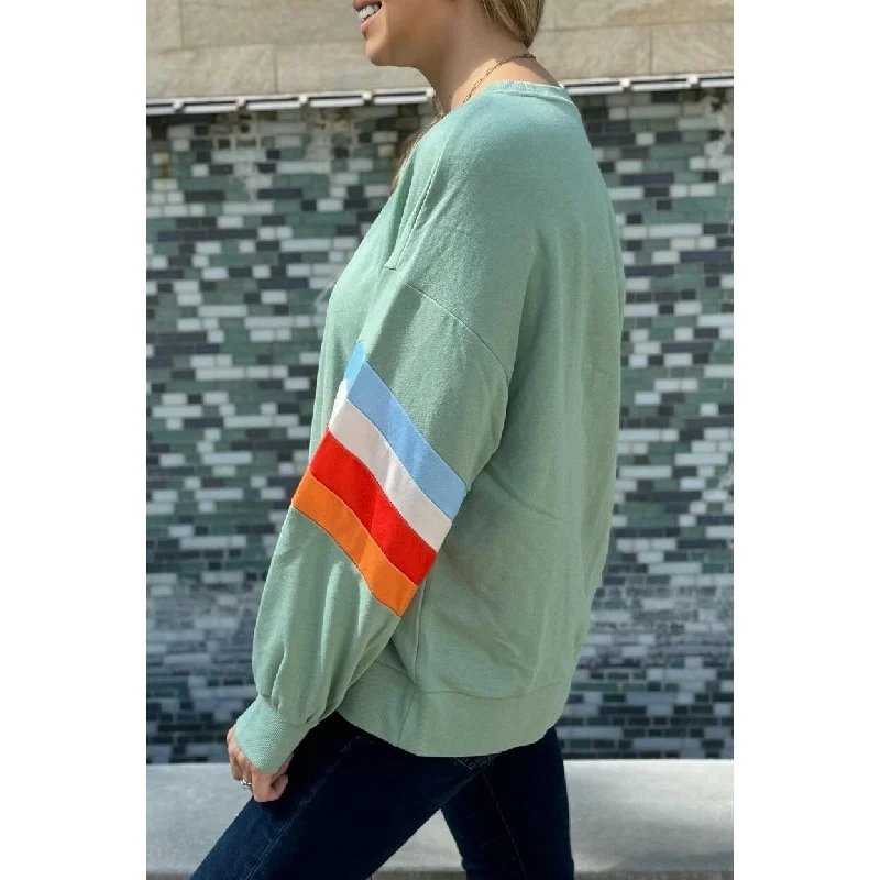 Ella Striped Sleeve Loose Sweatshirt