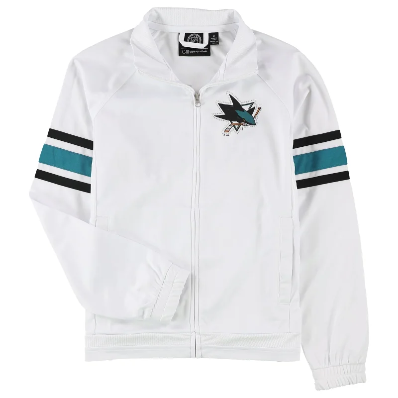 G-III Sports Womens San Jose Sharks Track Jacket Sweatshirt, White, Medium