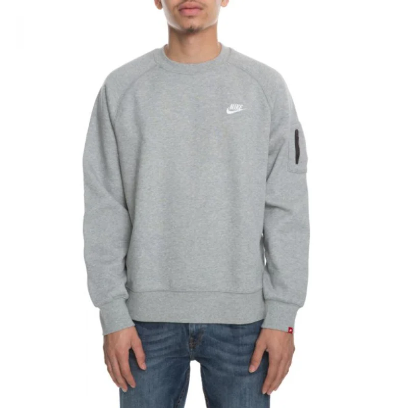 Nike AW77 Fleece Crew Sweatshirt Grey/White  598701-063 Men's