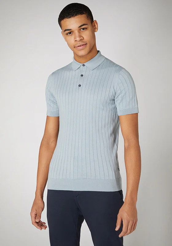 Remus Uomo Slim Fit Fine Knit Polo Shirt, Blue