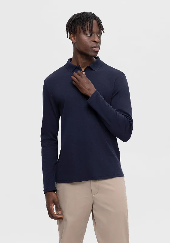 Selected Homme Long Sleeve Polo Shirt, Sky Captain