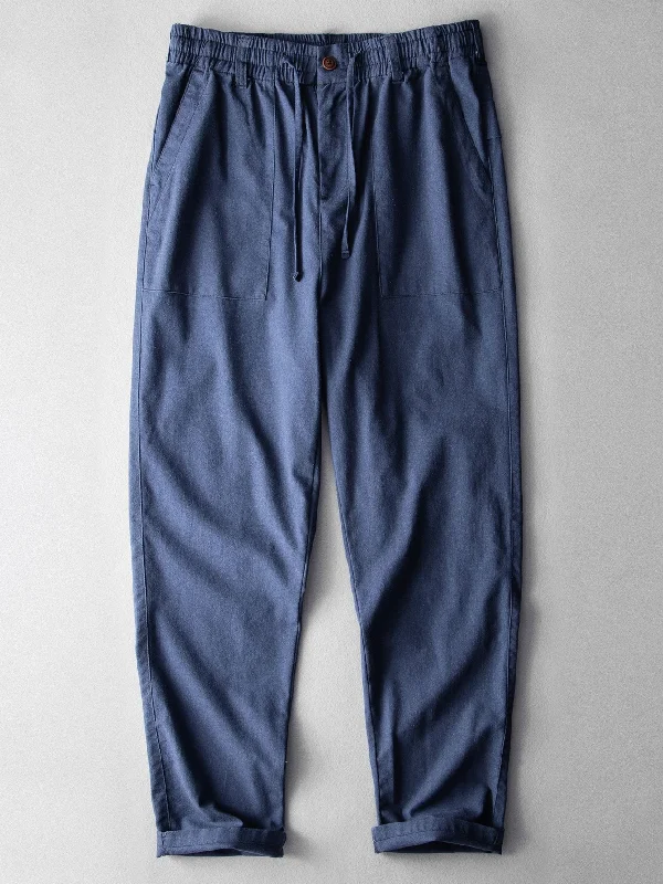 Straight Leg Linen Cotton Blend Pants