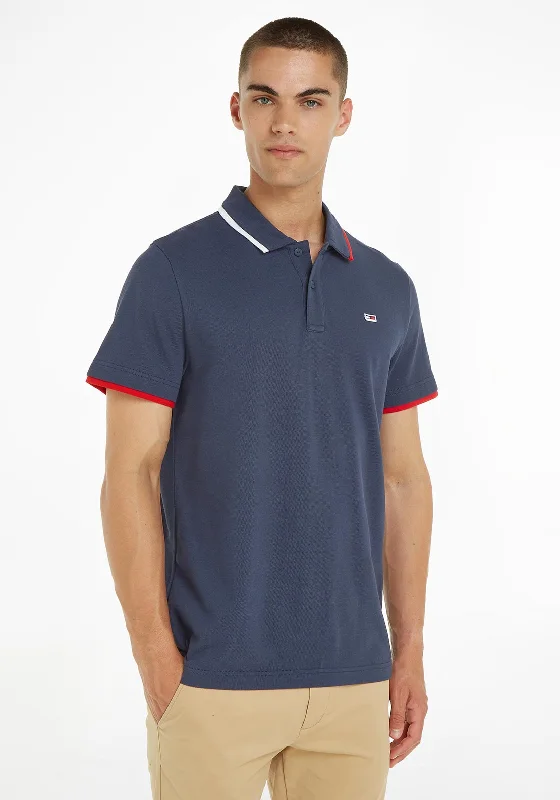 Tommy Jeans Flag Neck Polo Shirt, Twilight Navy