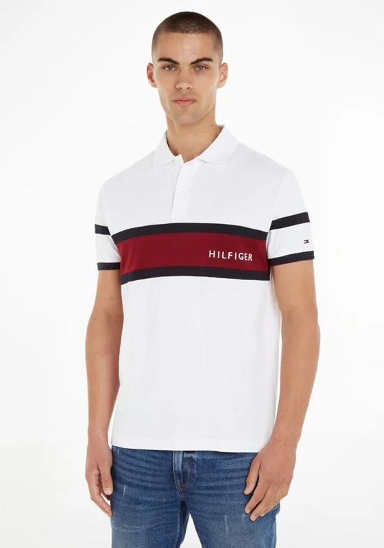 Tommy Hilfiger Colourblock Polo Shirt, White