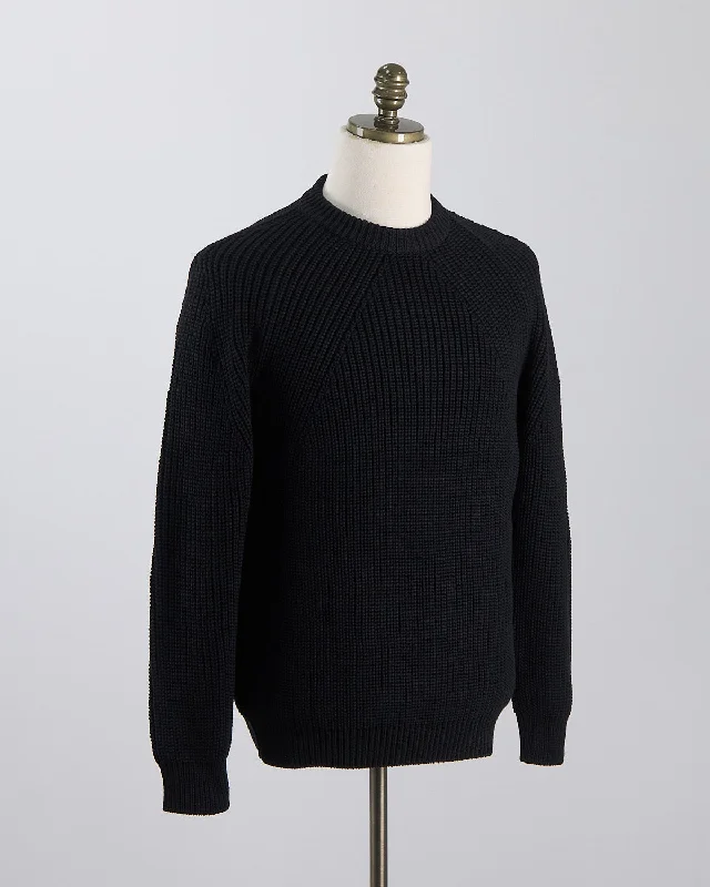 Raglan Sleeve Ribbed Signature Crewneck Sweater