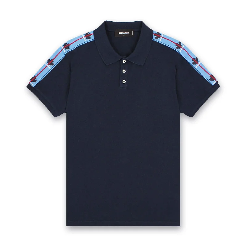 DSQUARED2 - Leaf Tape Polo Shirt in Navy