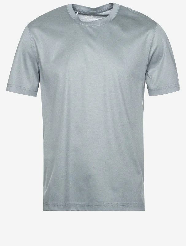 Light Grey Filo Di Scozia Crew Neck Slim Fit T-Shirt