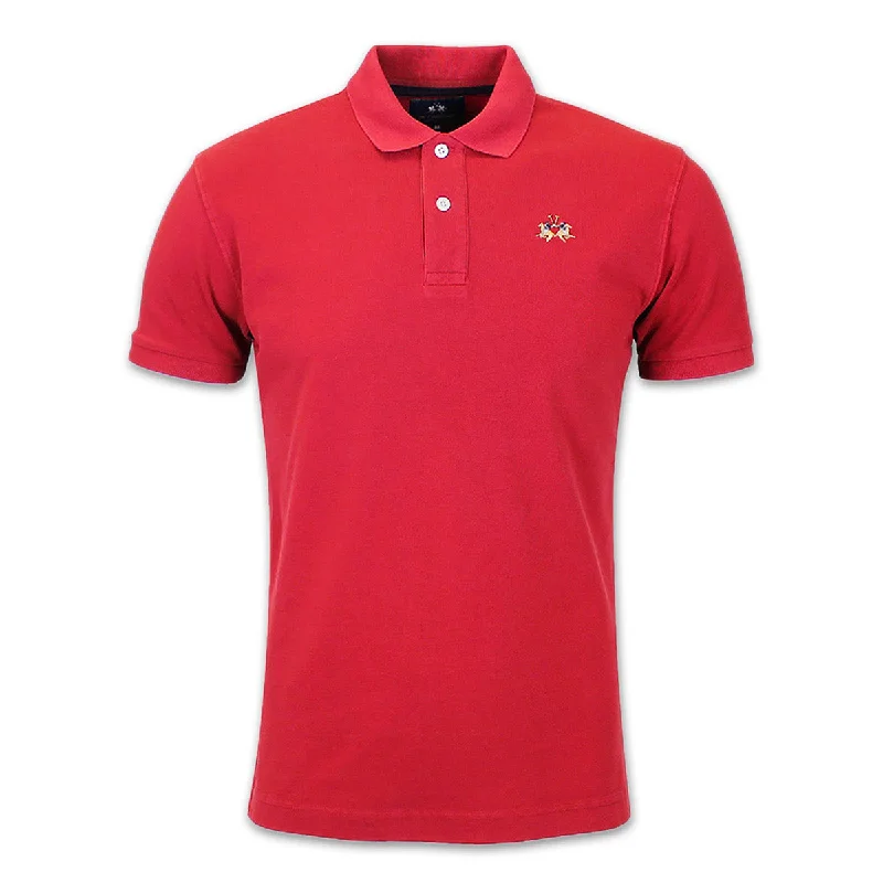 La Martina - Slim Fit Pique Polo Shirt in Formula One Red