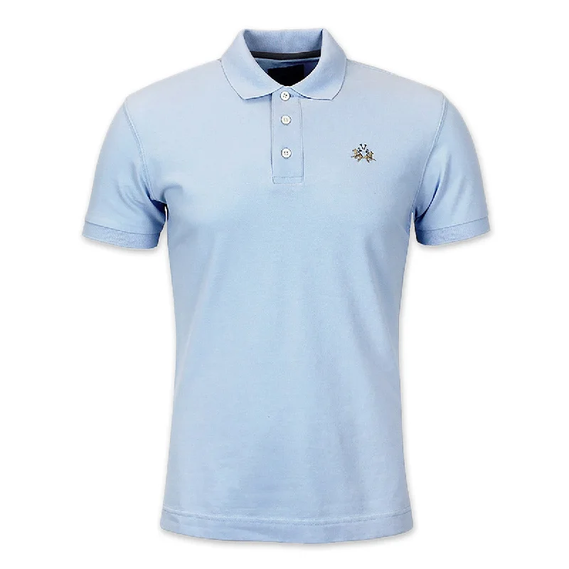 La Martina - Slim Fit Pique Polo Shirt in Skyway Blue