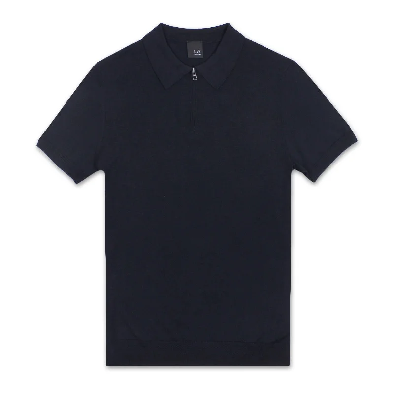 Pal Zileri - Knitted Silk/Cotton Polo Shirt in Navy