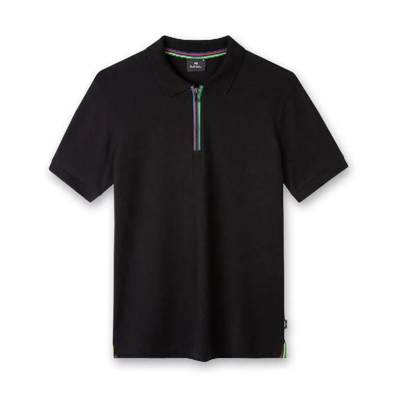 PS Paul Smith - Zip Neck Polo Shirt in Black