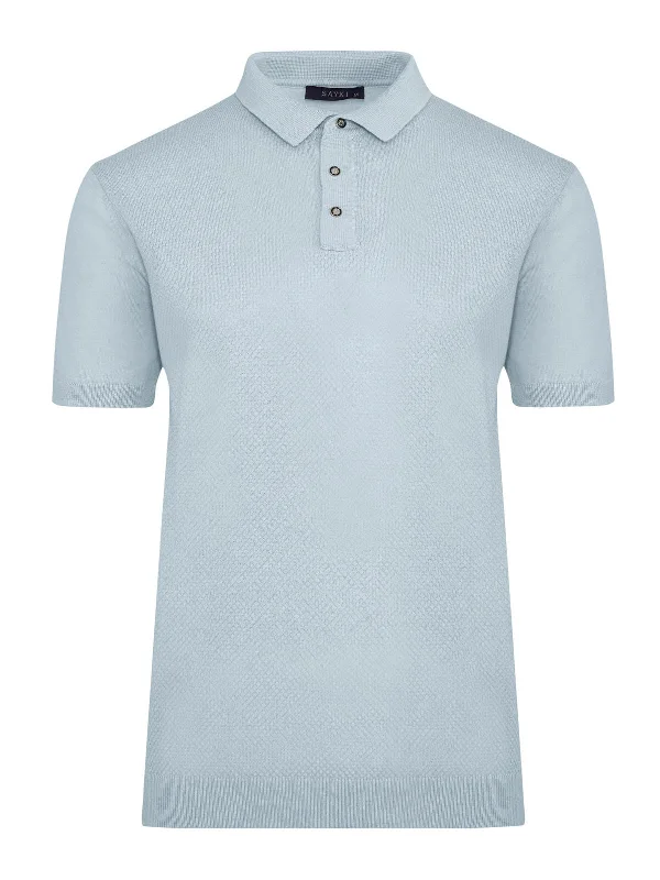 Regular Fit Cotton Blend Light Blue Polo T-Shirt