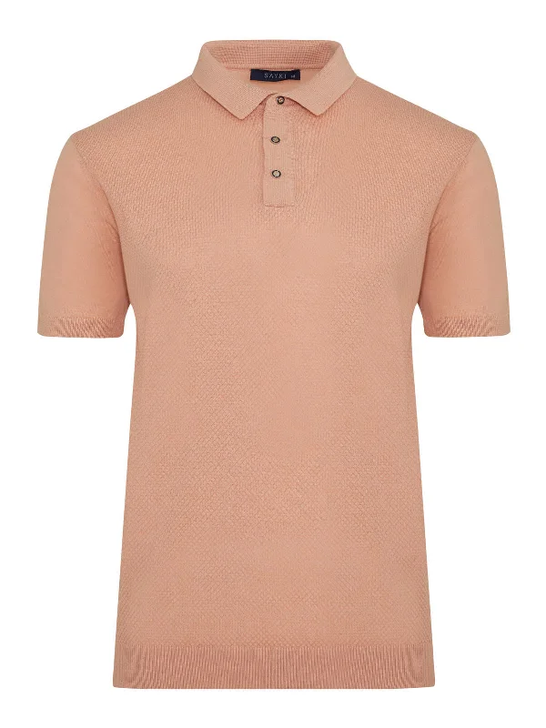 Regular Fit Cotton Blend Salmon Polo T-Shirt