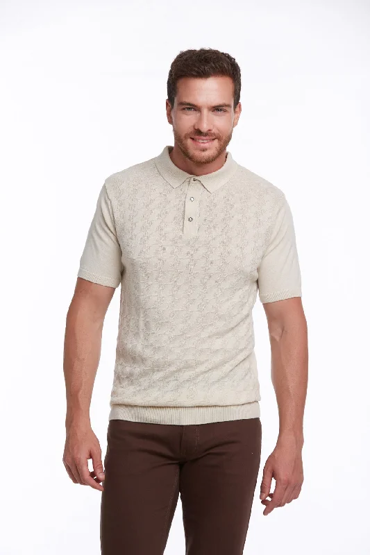 Regular Fit Linen-Tone Cotton Blend Polo T-Shirt