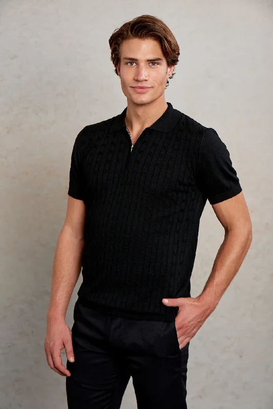 Slim Fit Black Polo T-Shirt