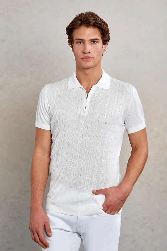 Slim Fit White Polo T-Shirt