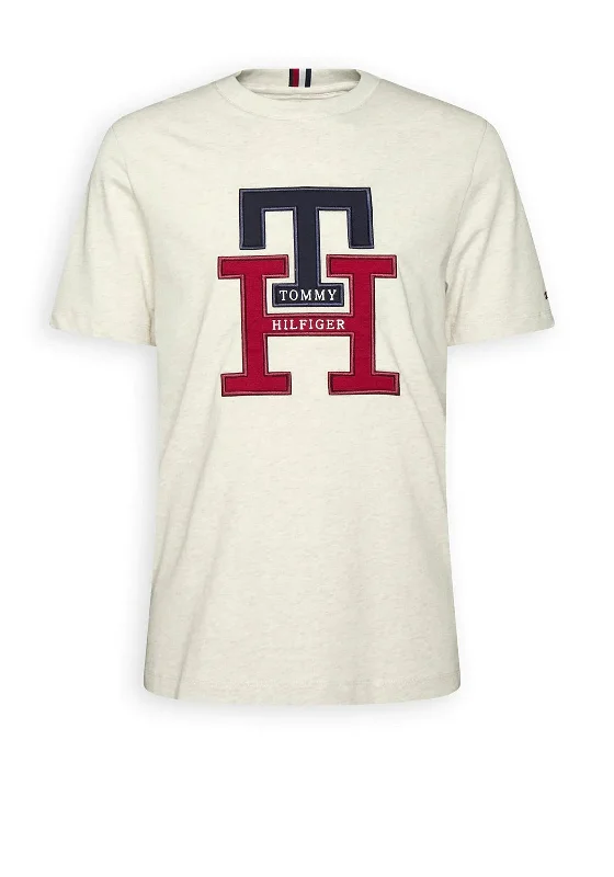 Tommy Hilfiger Lux Monogram T-Shirt, Heathered Oatmilk